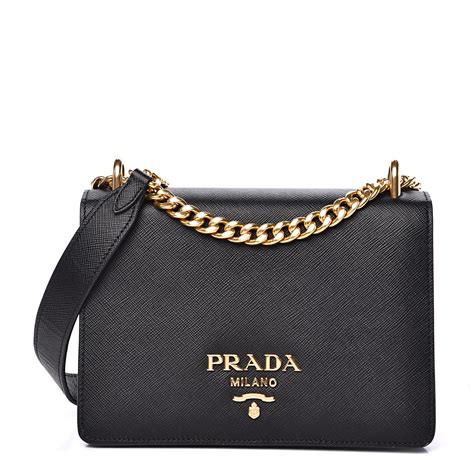 prada black chain handbag|prada black saffiano bag.